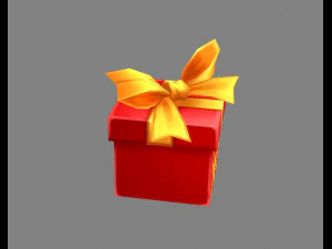cartoon red square gift box 3D Model