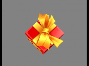 cartoon red square gift box 3D Model