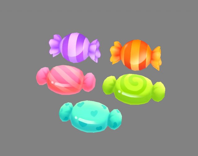 cartoon candies 3D Model .c4d .max .obj .3ds .fbx .stl .blend 