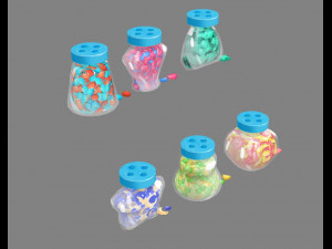 cartoon candies - glass jar - sweets 3D Model