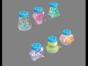cartoon candies - glass jar - sweets 3D Model