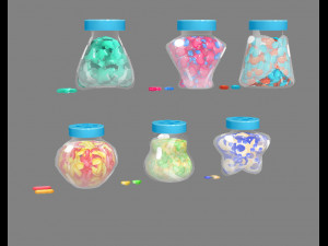 cartoon candies - glass jar - sweets 3D Model