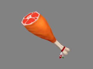 cartoon ham - turkey leg 3D Model
