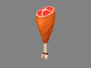 cartoon ham - turkey leg 3D Model