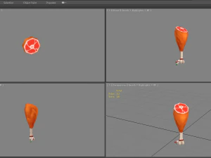 cartoon ham - turkey leg 3D Model
