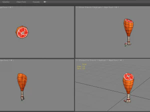 cartoon ham - turkey leg 3D Model