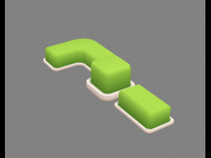 cartoon green belt - square grass 3D 模型