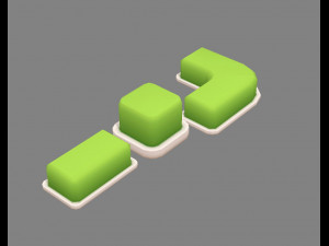 cartoon green belt - square grass 3D 模型