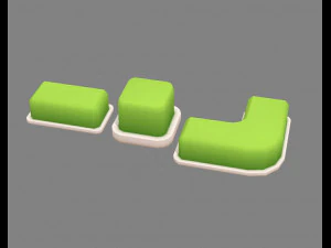 cartoon green belt - square grass 3D Model