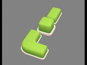 cartoon green belt - square grass 3D 模型