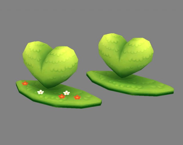 cartoon green belt - heart-shaped grass 3D Модель .c4d .max .obj .3ds .fbx .stl .blend 
