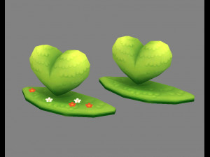 cartoon green belt - heart-shaped grass 3D Model