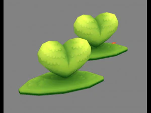cartoon green belt - heart-shaped grass 3D Model