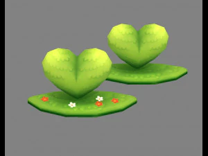 cartoon green belt - heart-shaped grass 3D Model