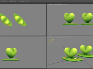 cartoon green belt - heart-shaped grass 3D Model