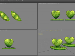cartoon green belt - heart-shaped grass 3D Model