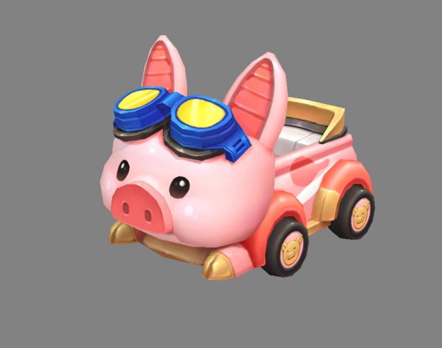 cartoon piggy car--amusement park touring car 3D Model .c4d .max .obj .3ds .fbx .stl .blend 
