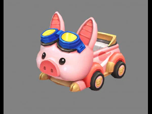 cartoon piggy car--amusement park touring car 3D Model
