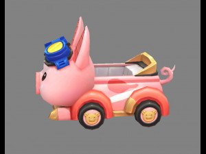 cartoon piggy car--amusement park touring car 3D Model