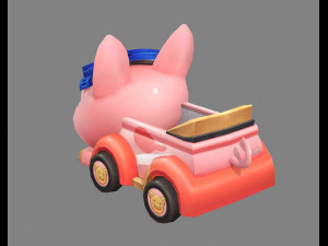 cartoon piggy car--amusement park touring car 3D Model