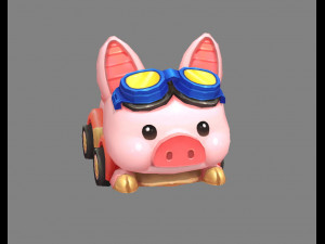 cartoon piggy car--amusement park touring car 3D Model