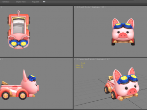 cartoon piggy car--amusement park touring car 3D Model