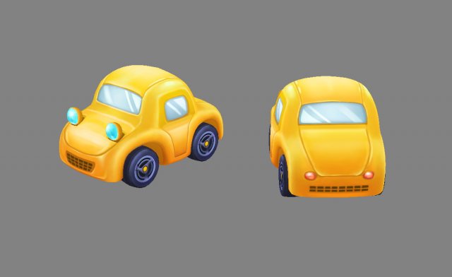 cartoon yellow toy car 3D 模型 .c4d .max .obj .3ds .fbx .stl .blend 