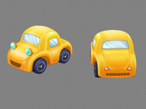 cartoon yellow toy car Modèle 3D