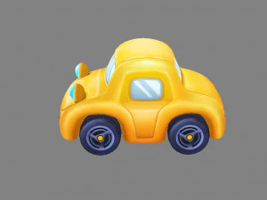 cartoon yellow toy car 3D Model
