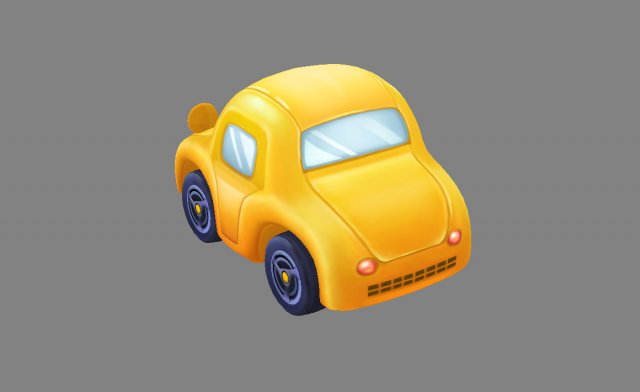 cartoon yellow toy car 3D in 3DExport