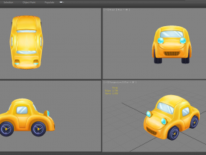 cartoon yellow toy car 3D 模型