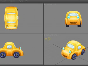 cartoon yellow toy car 3D Model