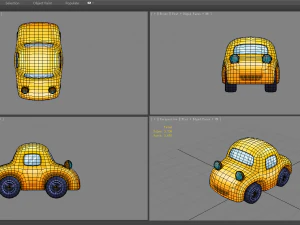 cartoon yellow toy car 3D Model