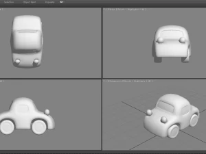 cartoon yellow toy car 3D Model