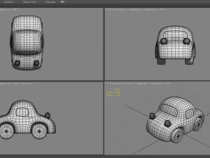 cartoon yellow toy car 3D Model