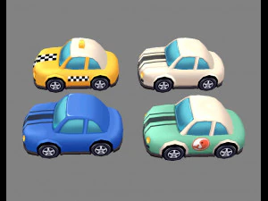 cartoon toy taxis 3D Model