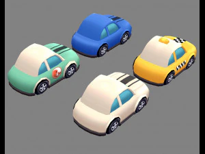 cartoon toy taxis 3D Model