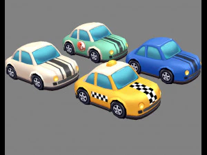 cartoon toy taxis 3D Model