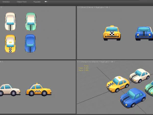 cartoon toy taxis 3D Model