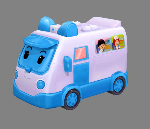 cartoon toy medical ambulance 3D-Modell .c4d .max .obj .3ds .fbx .stl .blend 
