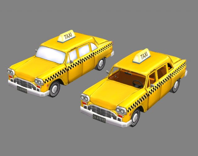 cartoon taxi - yellow 3D Model .c4d .max .obj .3ds .fbx .stl .blend 