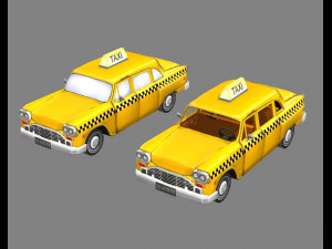 cartoon taxi - yellow 3D 模型
