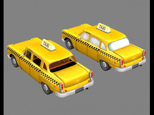 cartoon taxi - yellow 3D Model