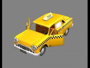 cartoon taxi - yellow 3D Model