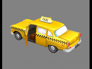 cartoon taxi - yellow 3D Model