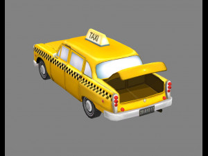 cartoon taxi - yellow 3D Model