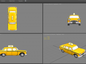 cartoon taxi - yellow 3D Model