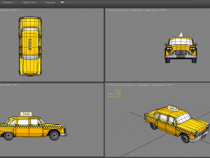cartoon taxi - yellow 3D Model