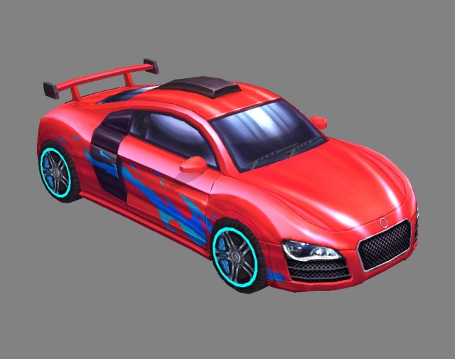 cartoon sports car - red Modelo 3D .c4d .max .obj .3ds .fbx .stl .blend 