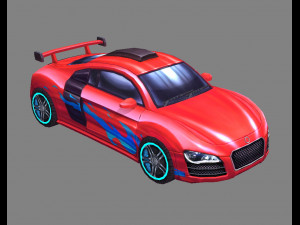 cartoon sports car - red 3D Model